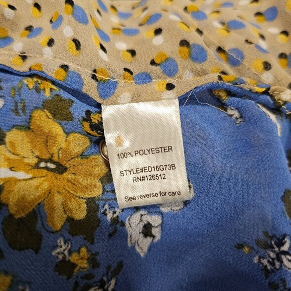 Aratta Silent Journey Women Hi-lo tunic Top Blouse Shirt Size L Floral Button Up - Picture 14 of 14